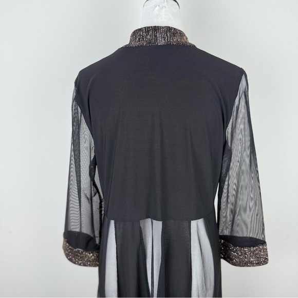 R&M Richards Women’s Black Sheer Kimono Cardigan with Metallic Trim – Size 10 - Picture 6 of 11
